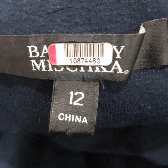 Badgley Mischka Formal Maxi Dress Size 12 Navy Blue Silver Spiderweb Beaded Gown - Picture 7 of 11